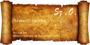 Szencz Opika névjegykártya